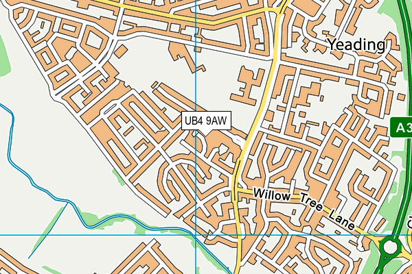 UB4 9AW map - OS VectorMap District (Ordnance Survey)