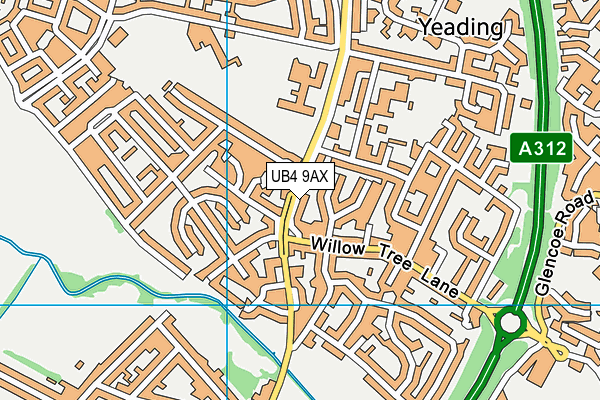 UB4 9AX map - OS VectorMap District (Ordnance Survey)