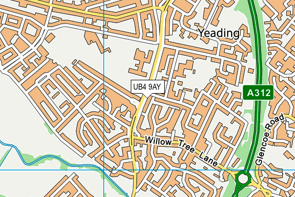 UB4 9AY map - OS VectorMap District (Ordnance Survey)