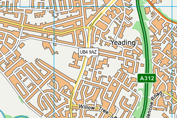 UB4 9AZ map - OS VectorMap District (Ordnance Survey)
