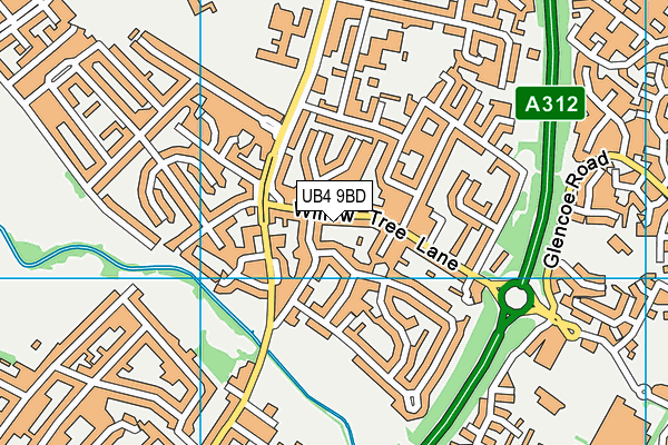 UB4 9BD map - OS VectorMap District (Ordnance Survey)
