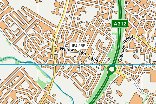 UB4 9BE map - OS VectorMap District (Ordnance Survey)