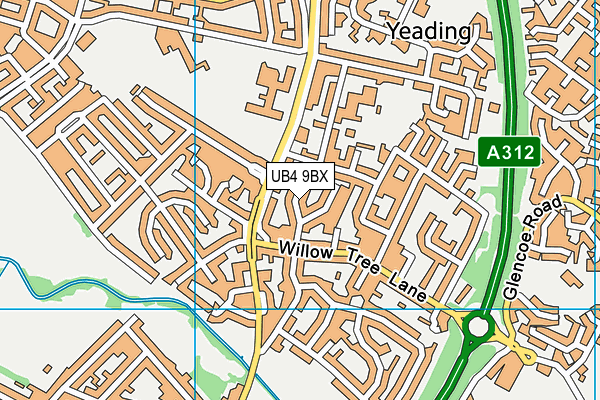 UB4 9BX map - OS VectorMap District (Ordnance Survey)
