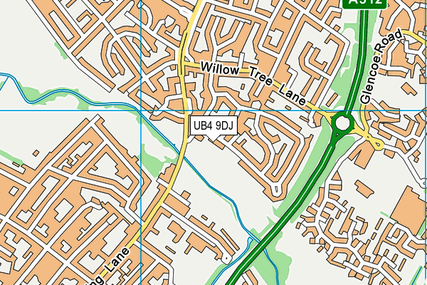 UB4 9DJ map - OS VectorMap District (Ordnance Survey)