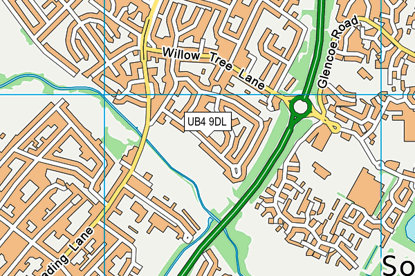 UB4 9DL map - OS VectorMap District (Ordnance Survey)