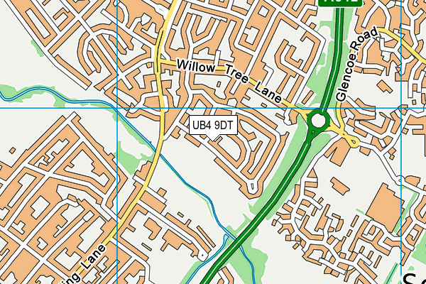UB4 9DT map - OS VectorMap District (Ordnance Survey)