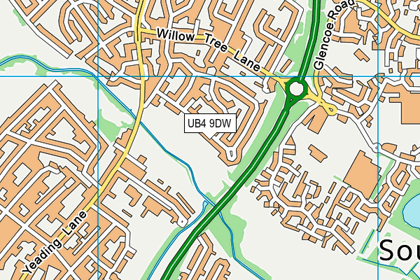 UB4 9DW map - OS VectorMap District (Ordnance Survey)
