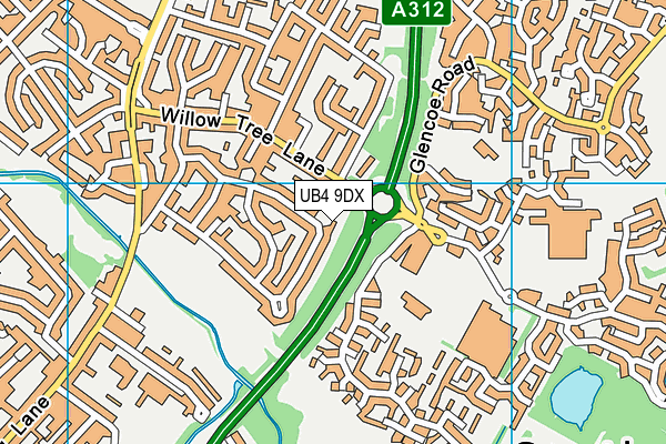 UB4 9DX map - OS VectorMap District (Ordnance Survey)