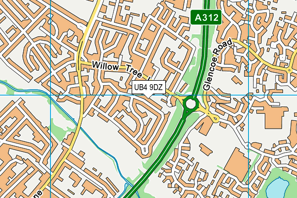 UB4 9DZ map - OS VectorMap District (Ordnance Survey)