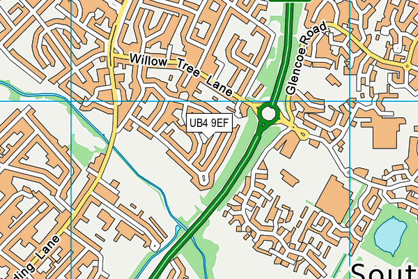 UB4 9EF map - OS VectorMap District (Ordnance Survey)