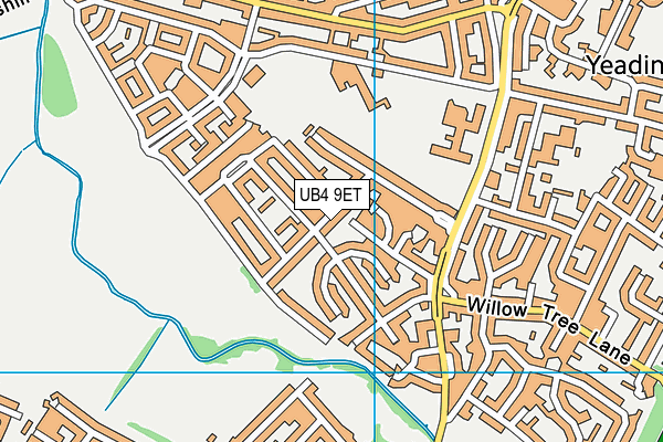 UB4 9ET map - OS VectorMap District (Ordnance Survey)