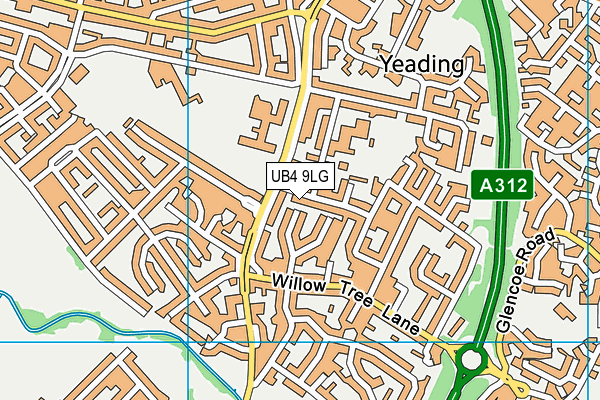 UB4 9LG map - OS VectorMap District (Ordnance Survey)