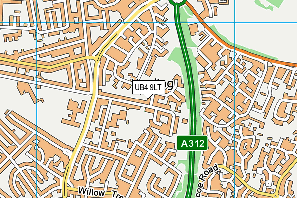 UB4 9LT map - OS VectorMap District (Ordnance Survey)