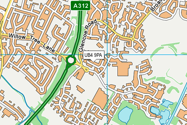UB4 9PA map - OS VectorMap District (Ordnance Survey)