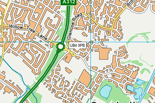 UB4 9PB map - OS VectorMap District (Ordnance Survey)