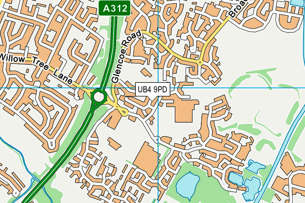 UB4 9PD map - OS VectorMap District (Ordnance Survey)