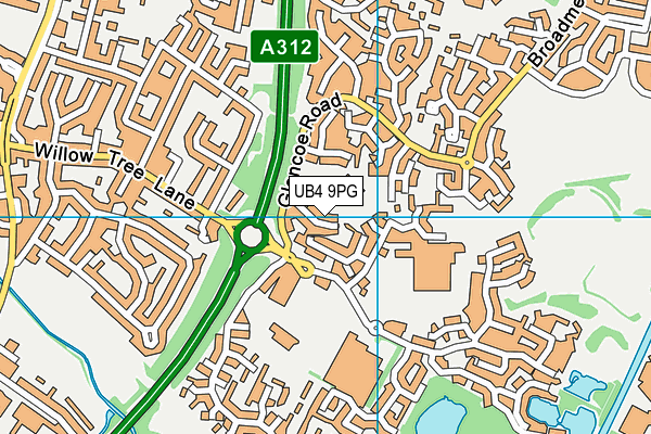 UB4 9PG map - OS VectorMap District (Ordnance Survey)