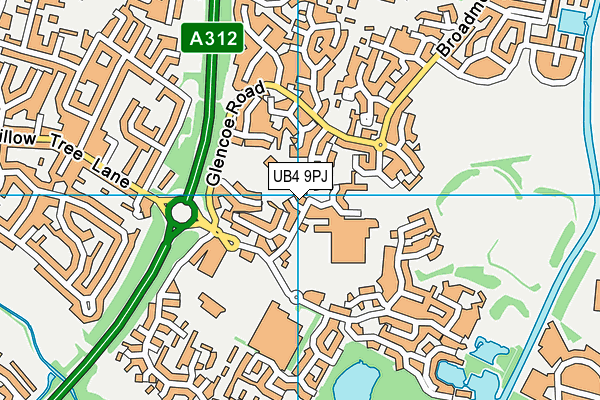 UB4 9PJ map - OS VectorMap District (Ordnance Survey)