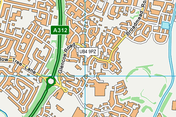 UB4 9PZ map - OS VectorMap District (Ordnance Survey)