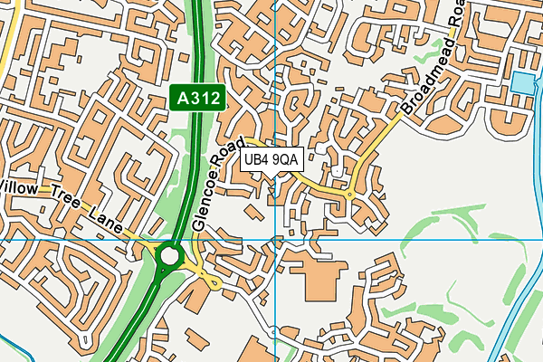 UB4 9QA map - OS VectorMap District (Ordnance Survey)