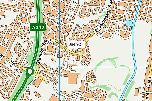 UB4 9QT map - OS VectorMap District (Ordnance Survey)
