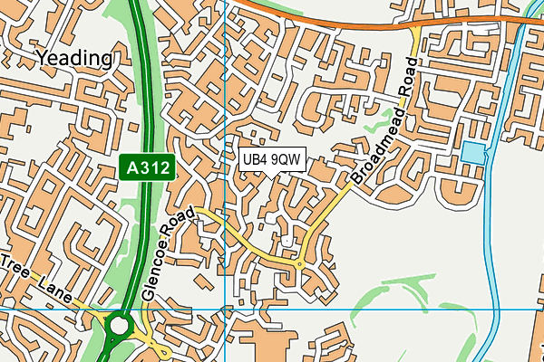 UB4 9QW map - OS VectorMap District (Ordnance Survey)