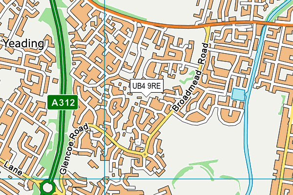 UB4 9RE map - OS VectorMap District (Ordnance Survey)
