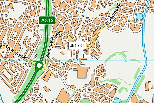 UB4 9RT map - OS VectorMap District (Ordnance Survey)