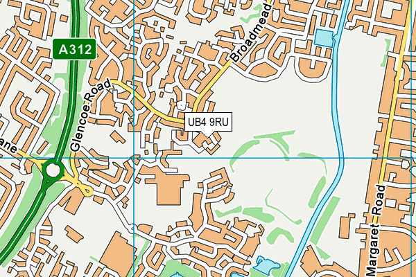 UB4 9RU map - OS VectorMap District (Ordnance Survey)