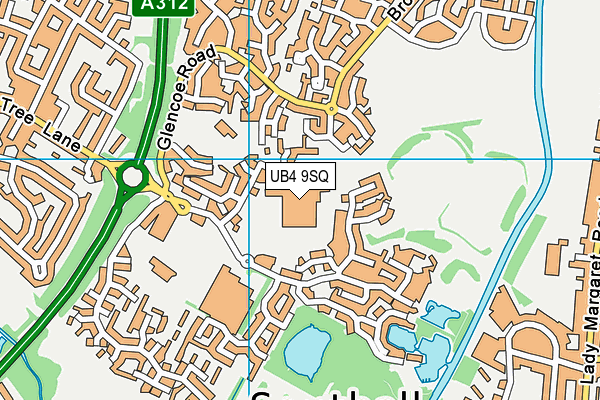 UB4 9SQ map - OS VectorMap District (Ordnance Survey)