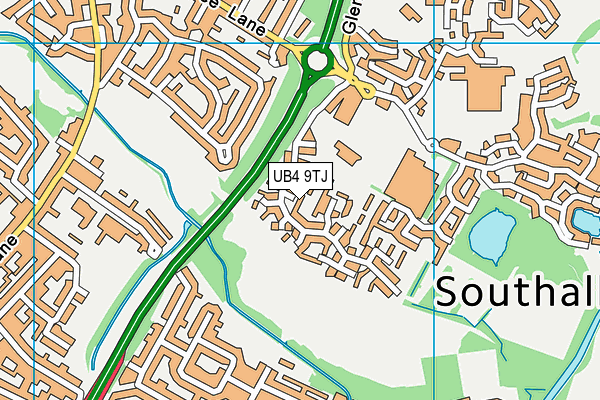 UB4 9TJ map - OS VectorMap District (Ordnance Survey)