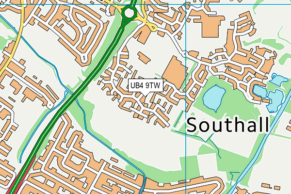 UB4 9TW map - OS VectorMap District (Ordnance Survey)