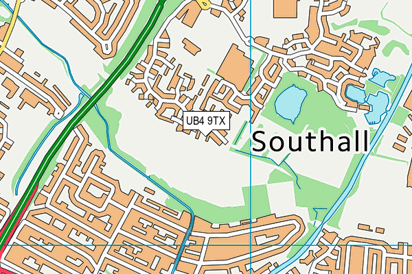 UB4 9TX map - OS VectorMap District (Ordnance Survey)