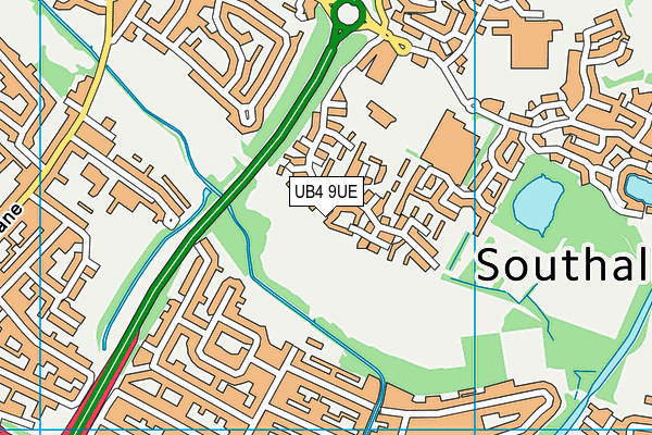 UB4 9UE map - OS VectorMap District (Ordnance Survey)