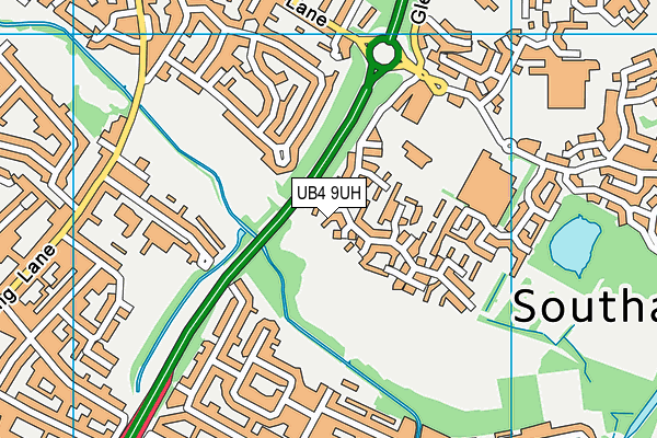 UB4 9UH map - OS VectorMap District (Ordnance Survey)