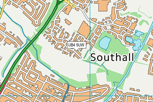 UB4 9UW map - OS VectorMap District (Ordnance Survey)
