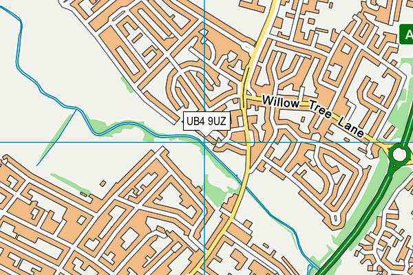 UB4 9UZ map - OS VectorMap District (Ordnance Survey)