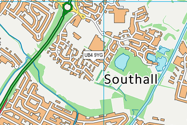 UB4 9YG map - OS VectorMap District (Ordnance Survey)