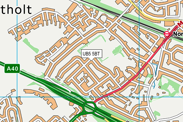 UB5 5BT map - OS VectorMap District (Ordnance Survey)