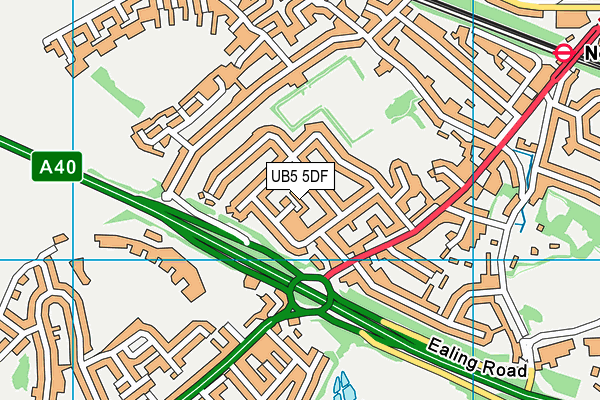 UB5 5DF map - OS VectorMap District (Ordnance Survey)