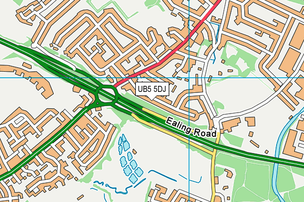 UB5 5DJ map - OS VectorMap District (Ordnance Survey)