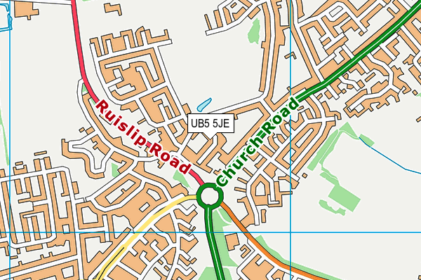 UB5 5JE map - OS VectorMap District (Ordnance Survey)