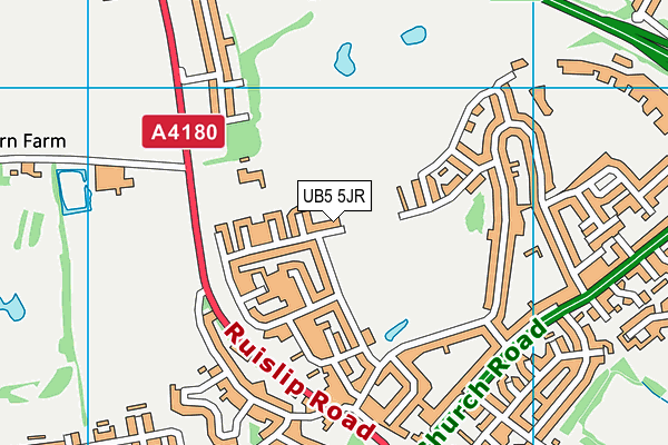 UB5 5JR map - OS VectorMap District (Ordnance Survey)