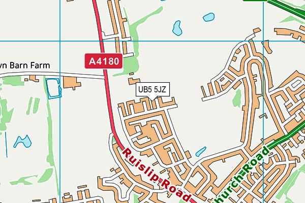 UB5 5JZ map - OS VectorMap District (Ordnance Survey)