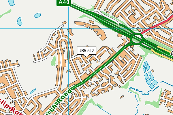 UB5 5LZ map - OS VectorMap District (Ordnance Survey)