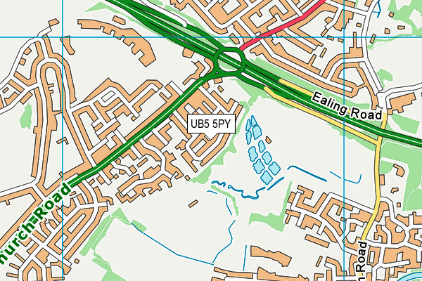 UB5 5PY map - OS VectorMap District (Ordnance Survey)