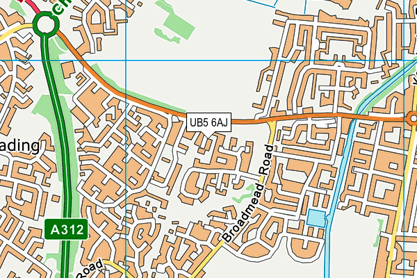 UB5 6AJ map - OS VectorMap District (Ordnance Survey)