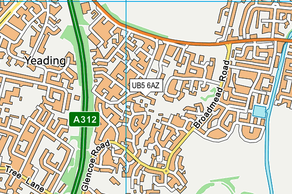 UB5 6AZ map - OS VectorMap District (Ordnance Survey)