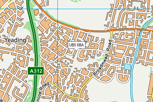 UB5 6BA map - OS VectorMap District (Ordnance Survey)