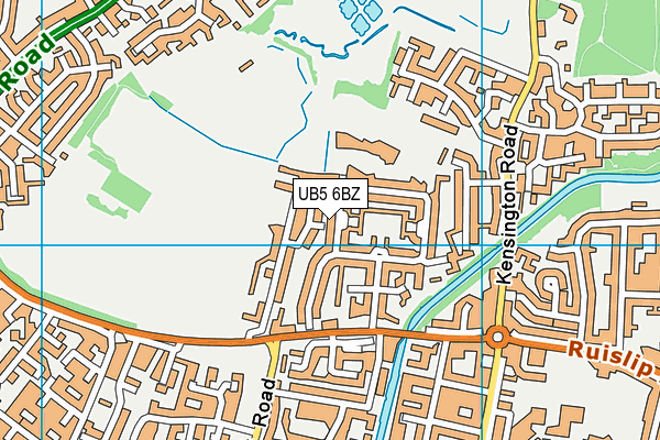 UB5 6BZ map - OS VectorMap District (Ordnance Survey)